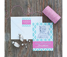 Diamond Ikat Printable Holiday Photo Card - Pink and Aqua
